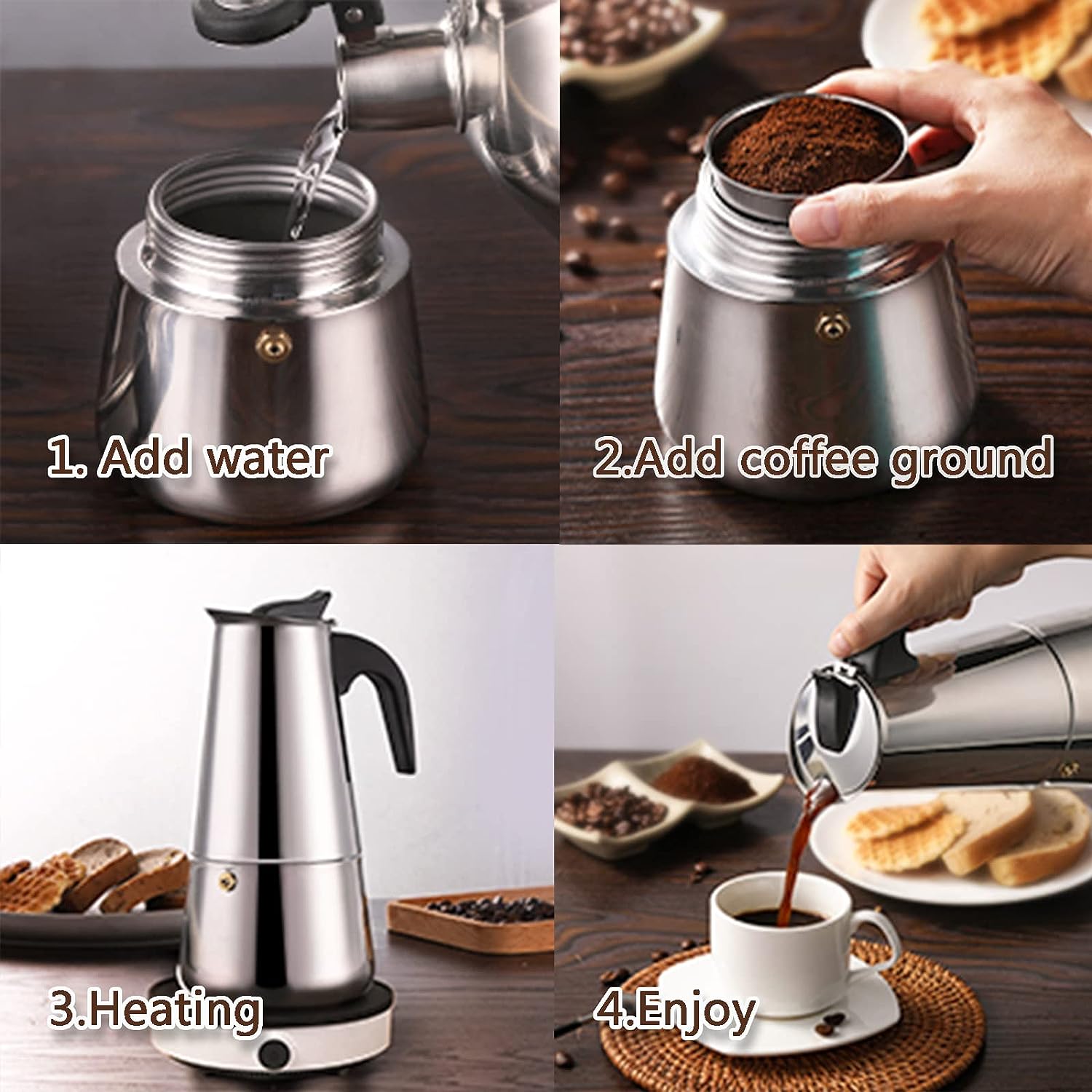 4/6/9 Cups Moka Pot Caffe Mach - Coffee Equipment Espresso ulasan dan harga